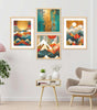 Geometric Mountain Wall Art Set – Modern Abstract Mountain & Sun Canvas Prints | Colorful Landscape Wall Decor for Living Room, Bedroom & Office 
( 36X24 Inches ) (BLACKLUXE CRAFTS) - BLACKLUXECRAFTS
