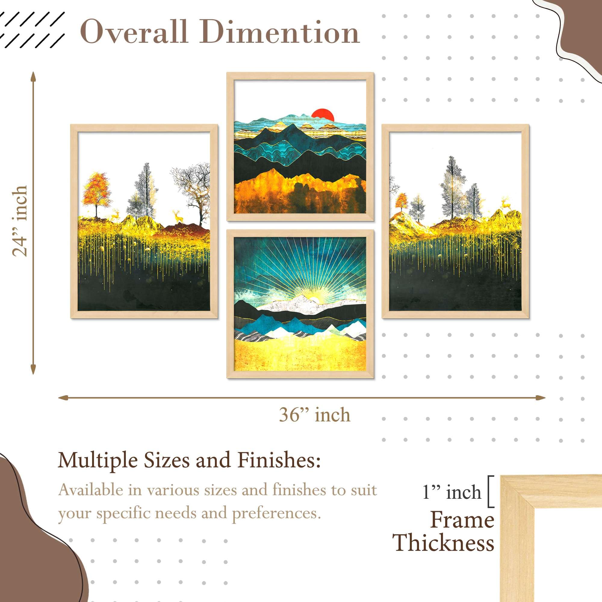 Mountain Landscape Wall Art Set of 4 | Golden Sunrise & Nature Prints | Modern Framed Artwork for Living Room, Bedroom & Office Decor
( 36X24 Inches ) (BLACKLUXE CRAFTS) - BLACKLUXECRAFTS
