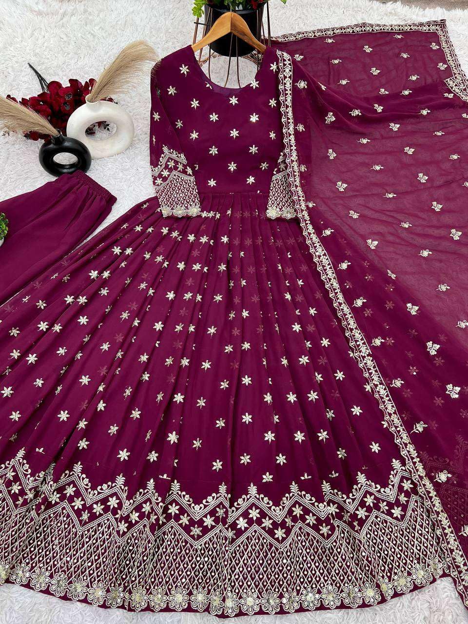 Embroidered Anarkali Set with Dupatta – Designer Indian Wedding & Festive Wear Outfit for Women (BLACKLUXE CRAFTS) - BLACKLUXECRAFTS