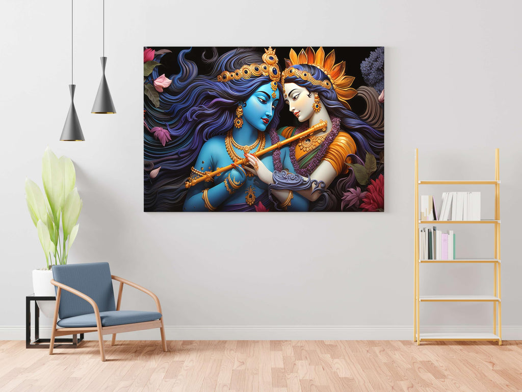 BLACKLUXE LIFESTYLE LTD Radha Krishna Paintings For Wall Decoration With Frame Canvas Painting For Living Room Bedroom Home Office & Hotels - BLACKLUXECRAFTS
