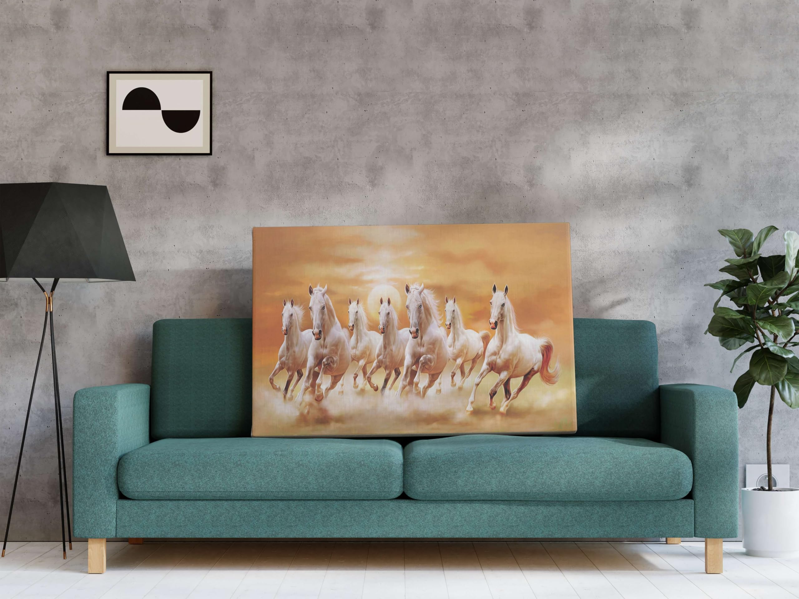 BLACKLUXE LIFESTYLE LTD Seven Horse Painting For Wall Decoration With Frame Canvas Painting For Living Room Bedroom Home Office & Hotels - BLACKLUXECRAFTS