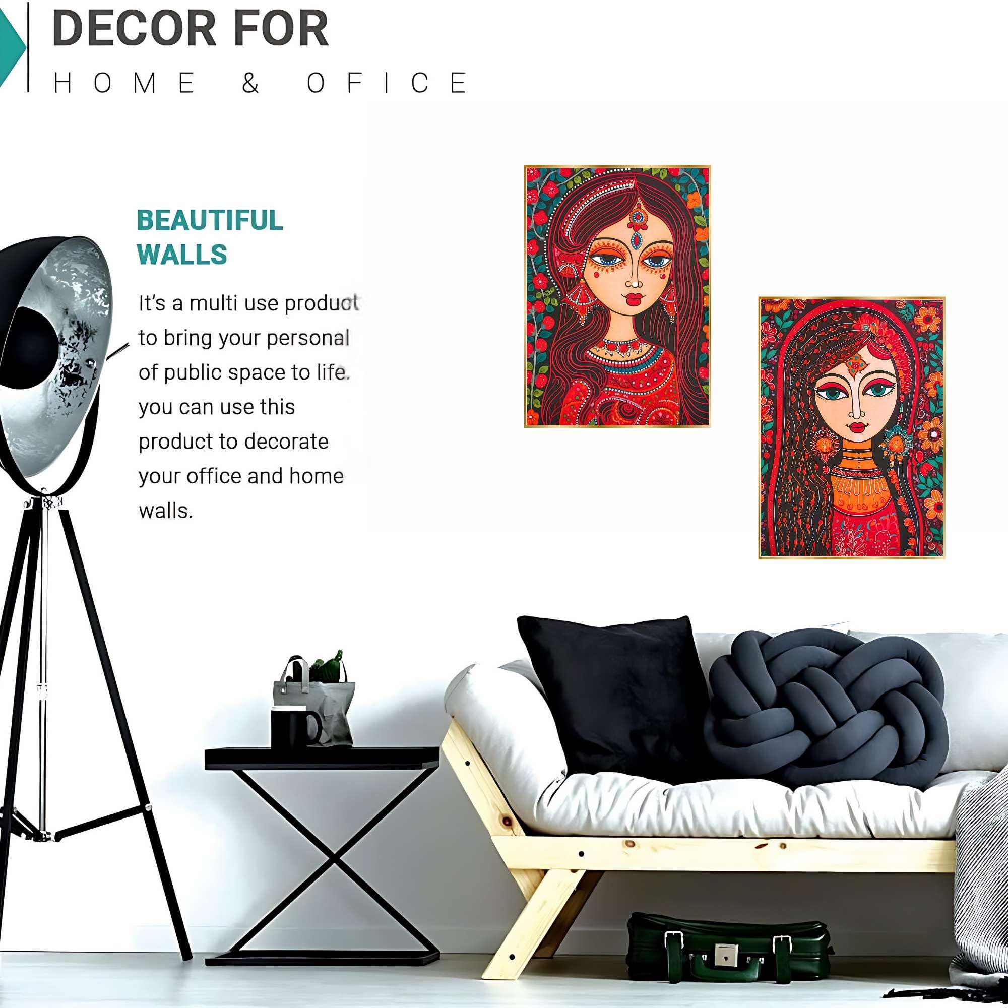 BLACKLUXE LIFESTYLE LTD Set of Two Wall Paintings for Wall Dacoration Golden Framed Wall Paintings for Living Room & Bedroom Wall Art for Home Decoration & Office Wall Décor - BLACKLUXECRAFTS