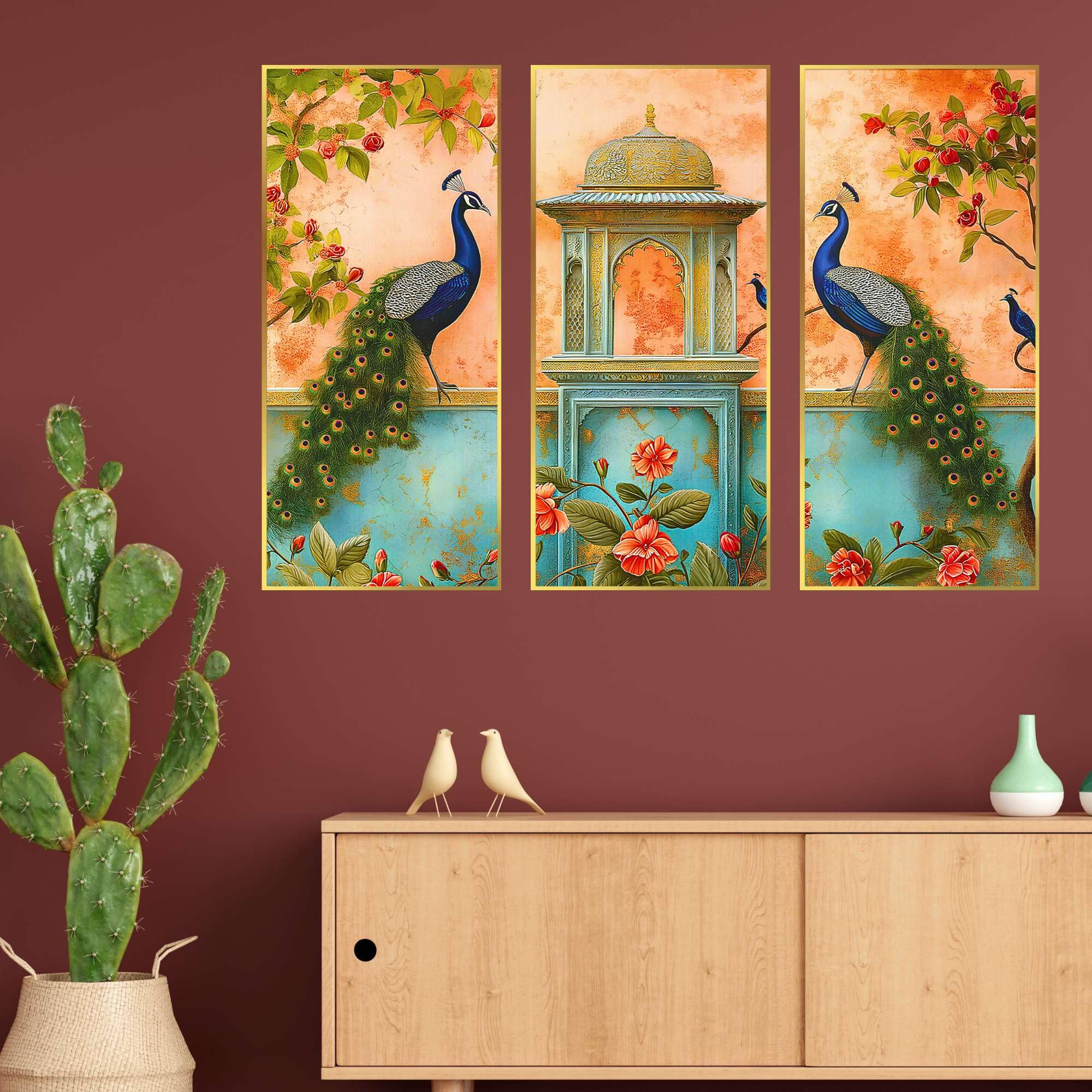 BLACKLUXE LIFESTYLE LTD Set of Three large Wall Paintings for Wall Dacoration Golden Framed Wall Paintings for Living Room & Bedroom Wall Art for Home Decoration & Office Wall Décor - BLACKLUXECRAFTS