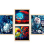Floral Moonlight Wall Art Set of 4 | Vibrant Red & Blue Flower Canvas Prints | Modern Framed Artwork for Living Room, Bedroom & Office Decor
 ( 36X24 Inches ) (BLACKLUXE CRAFTS) - BLACKLUXECRAFTS