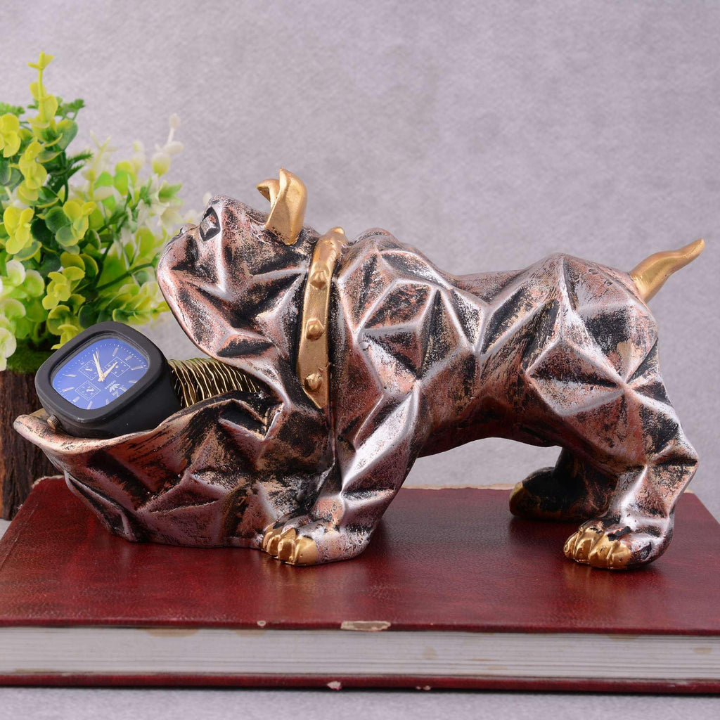 Geometric Bulldog Figurine Jewelry & Watch Holder – Resin Dog Statue with Golden Accents, Modern Decorative Storage Box for Home & Office (BLACKLUXE CRAFTS) - BLACKLUXECRAFTS