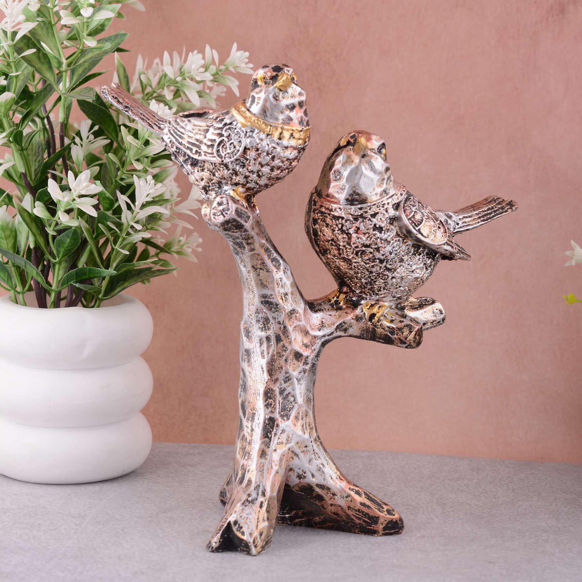Antique Love Birds on Tree Branch – Elegant Resin Couple Figurine for Home, Living Room & Gift Décor (BLACKLUXE CRAFTS) - BLACKLUXECRAFTS