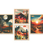 Desert Landscape Wall Art Set – Cactus Sunset & Mountain Canvas Prints | Southwestern Boho Home Décor for Living Room, Bedroom & Office | Handmade in India ( 36X24 Inches ) ( BLACKLUXE CRAFTS) - BLACKLUXECRAFTS