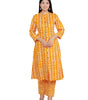 Women's Cotton Floral Printed Mandarin Collar A-Line Kurti with Pant (Orange) (BLACKLUXE CRAFTS) - BLACKLUXECRAFTS