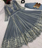 Women's Faux Georgette Embroidered Sequence Work Anarkali Kurti Gown with Net Dupatta (BLACKLUXE CRAFTS) - BLACKLUXECRAFTS