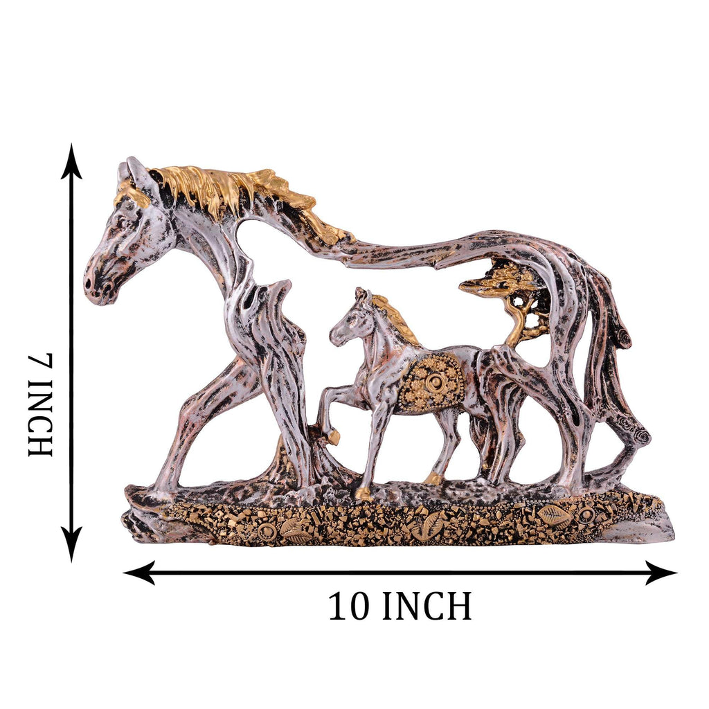 Silver & Gold Horse Family Figurine – Handcrafted Resin Horse Sculpture for Home Décor & Gift (BLACKLUXE CRAFTS) - BLACKLUXECRAFTS