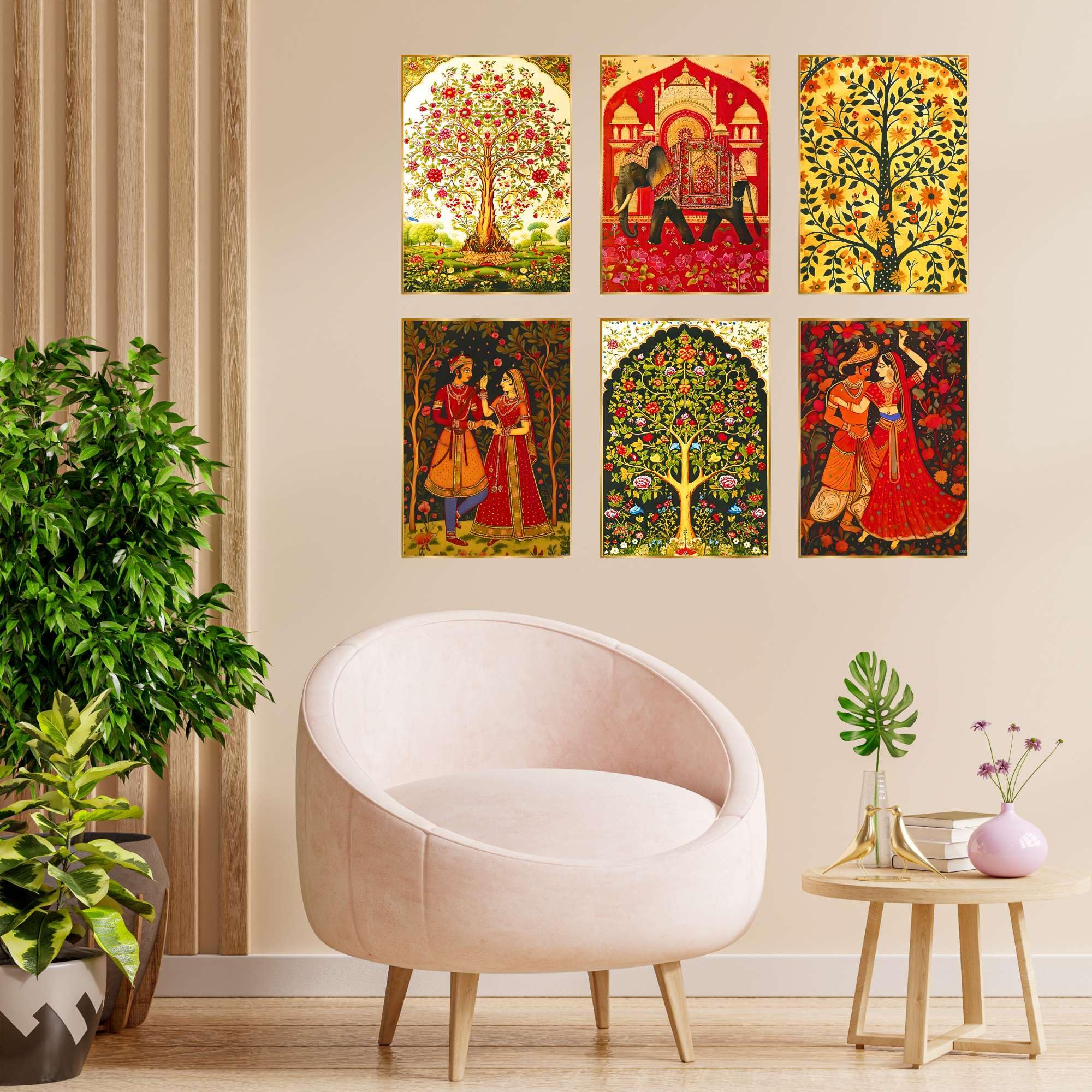 BLACKLUXE LIFESTYLE LTD Set of Six Wall Paintings for Wall Dacoration Golden Framed Wall Paintings for Living Room & Bedroom Wall Art for Home Decoration & Office Wall Décor - BLACKLUXECRAFTS