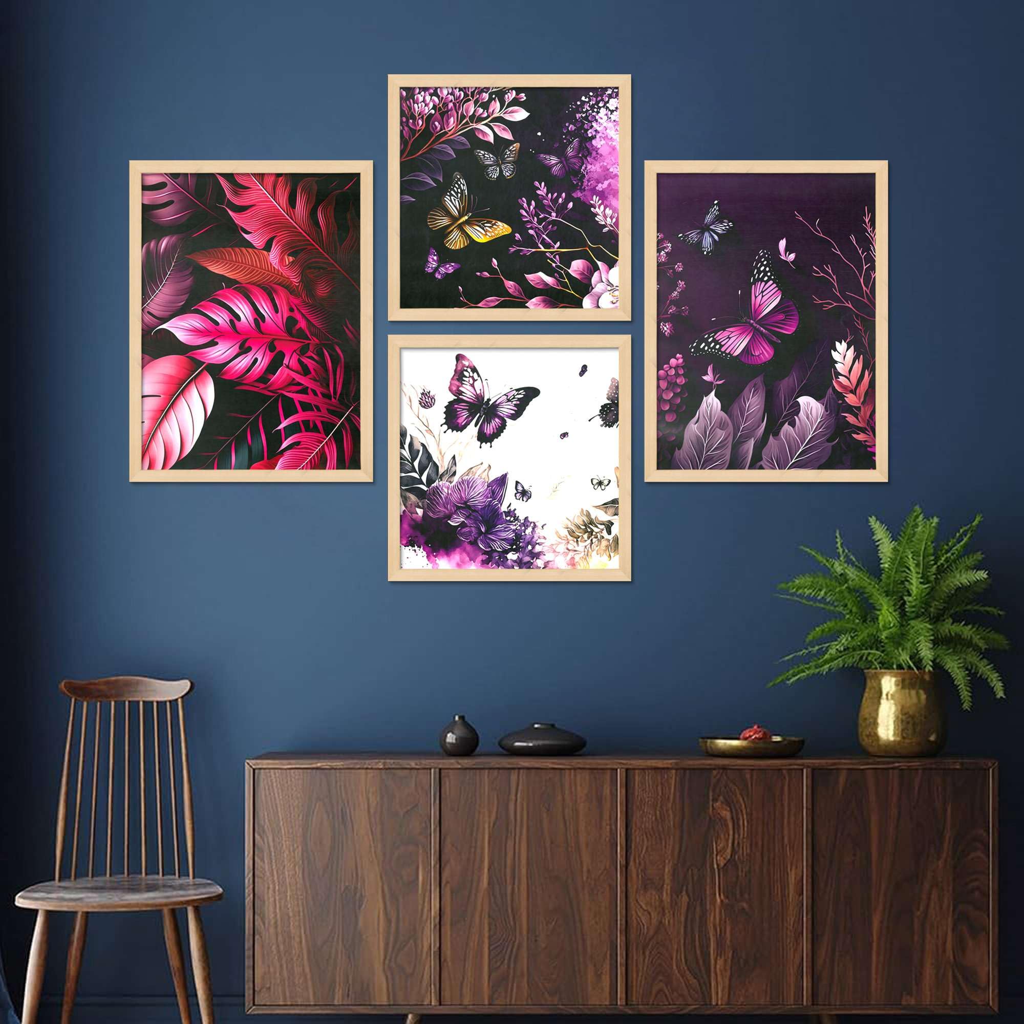Purple Butterfly & Floral Wall Art Set of 4 | Modern Nature Canvas Prints | Elegant Framed Artwork for Living Room, Bedroom & Home Decor
( 36X24 Inches ) (BLACKLUXE CRAFTS) - BLACKLUXECRAFTS