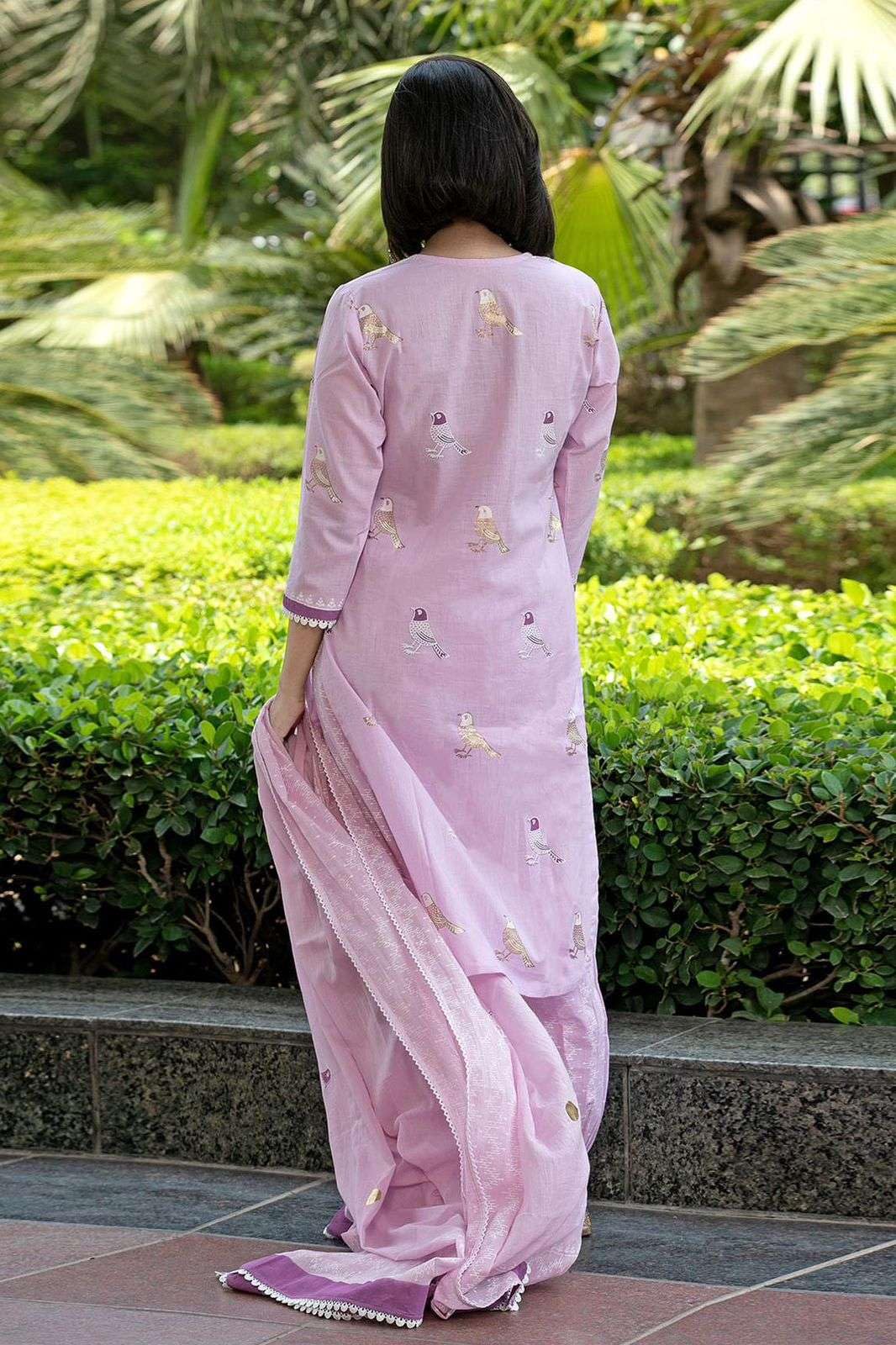Lavender Embroidered Cotton Kurta Set with Dupatta | Women’s Ethnic Indian Outfit | Salwar Suit for Wedding & Festive Wear (BLACKLUXE CRAFTS) - BLACKLUXECRAFTS