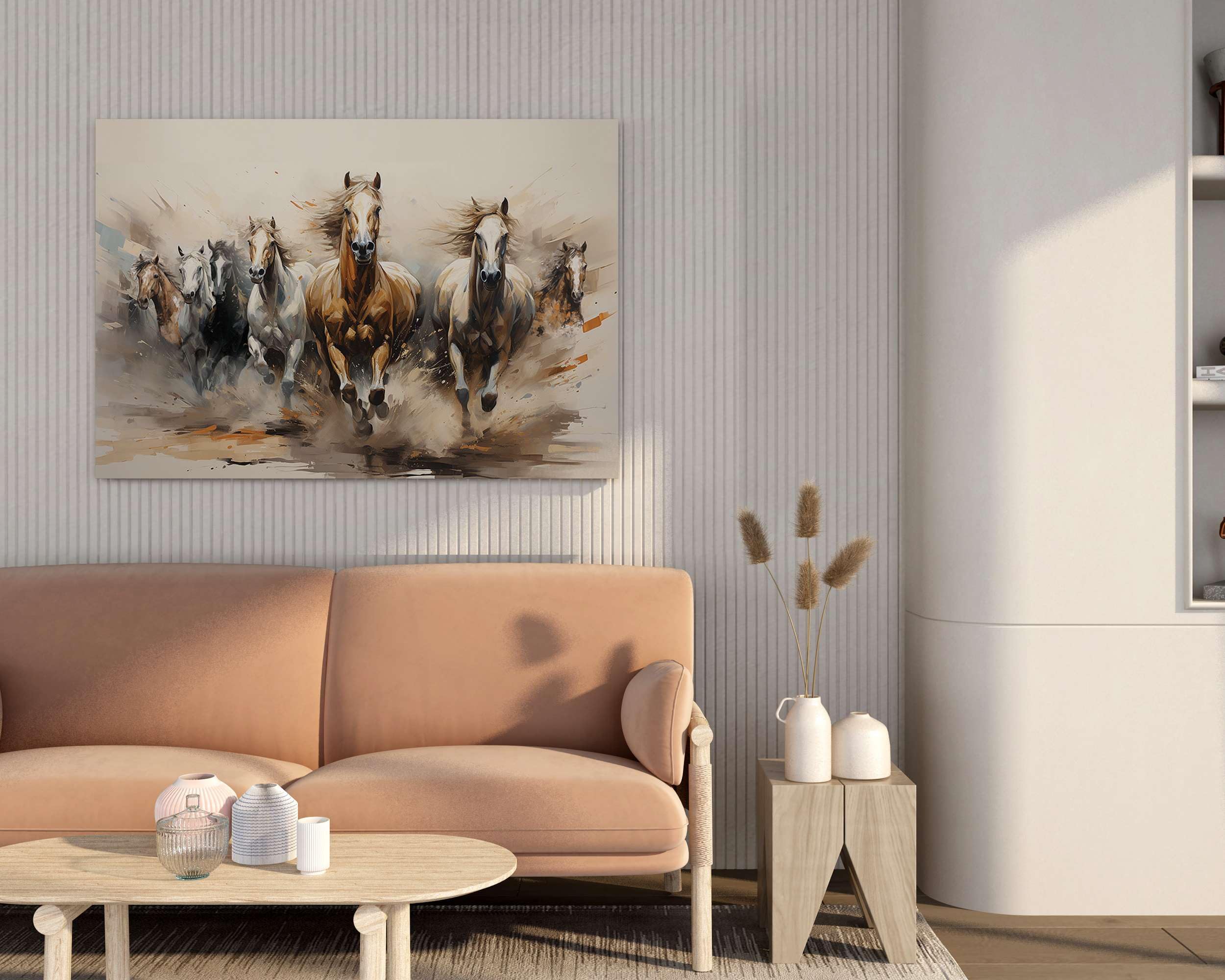BLACKLUXE LIFESTYLE LTD Seven Horse Painting For Wall Decoration With Frame Canvas Painting For Living Room Bedroom Home Office & Hotels - BLACKLUXECRAFTS