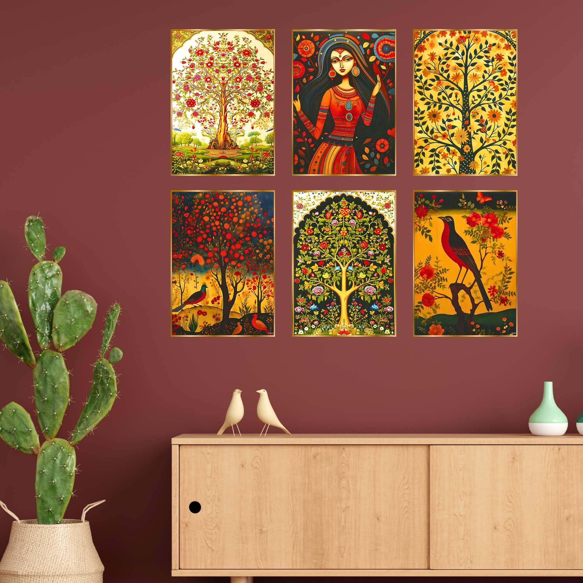 BLACKLUXE LIFESTYLE LTD Set of Six Wall Paintings for Wall Dacoration Golden Framed Wall Paintings for Living Room & Bedroom Wall Art for Home Decoration & Office Wall Décor - BLACKLUXECRAFTS