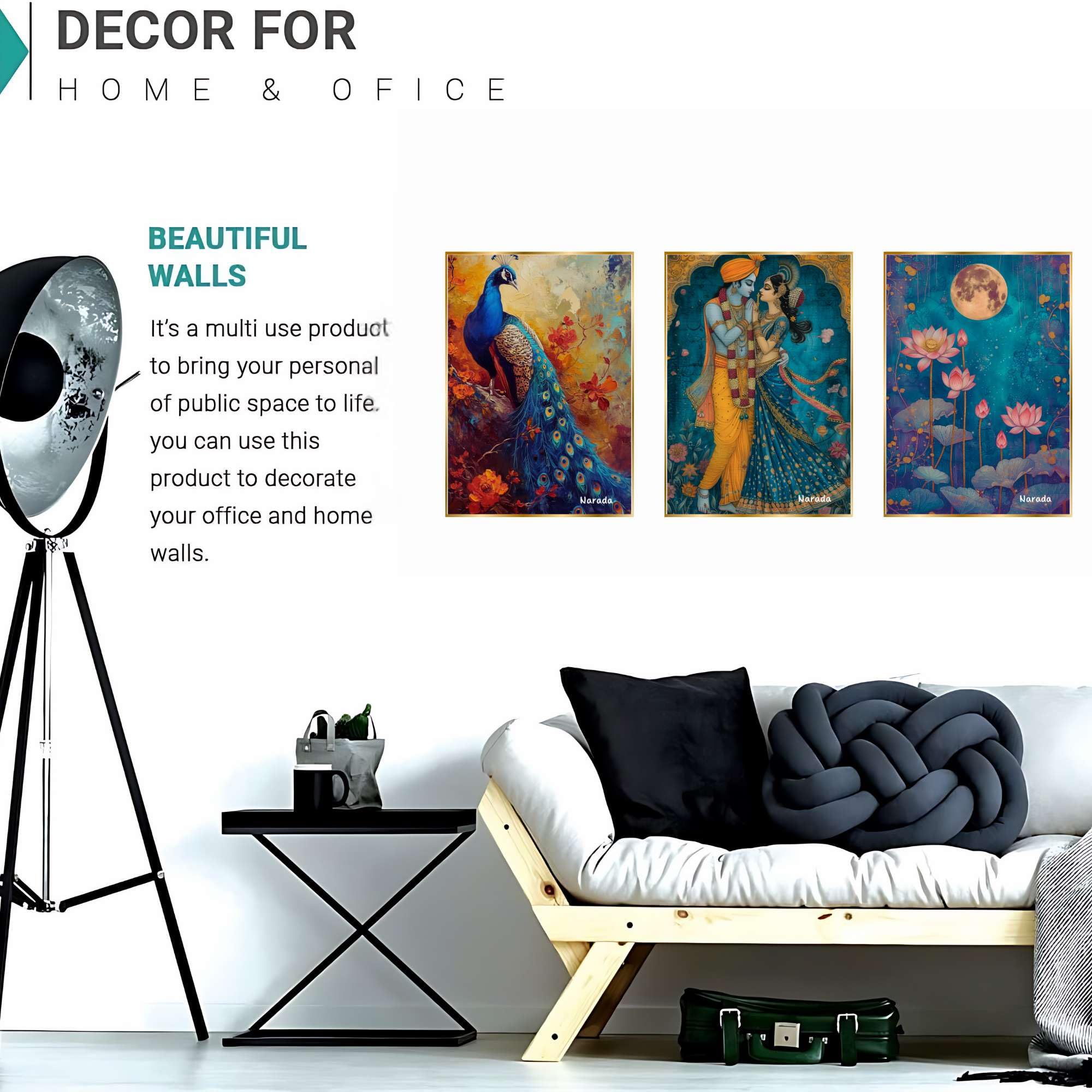 BLACKLUXE LIFESTYLE LTD Set of Three Wall Paintings for Wall Dacoration Golden Framed Wall Paintings for Living Room & Bedroom Wall Art for Home Decoration & Office Wall Décor - BLACKLUXECRAFTS