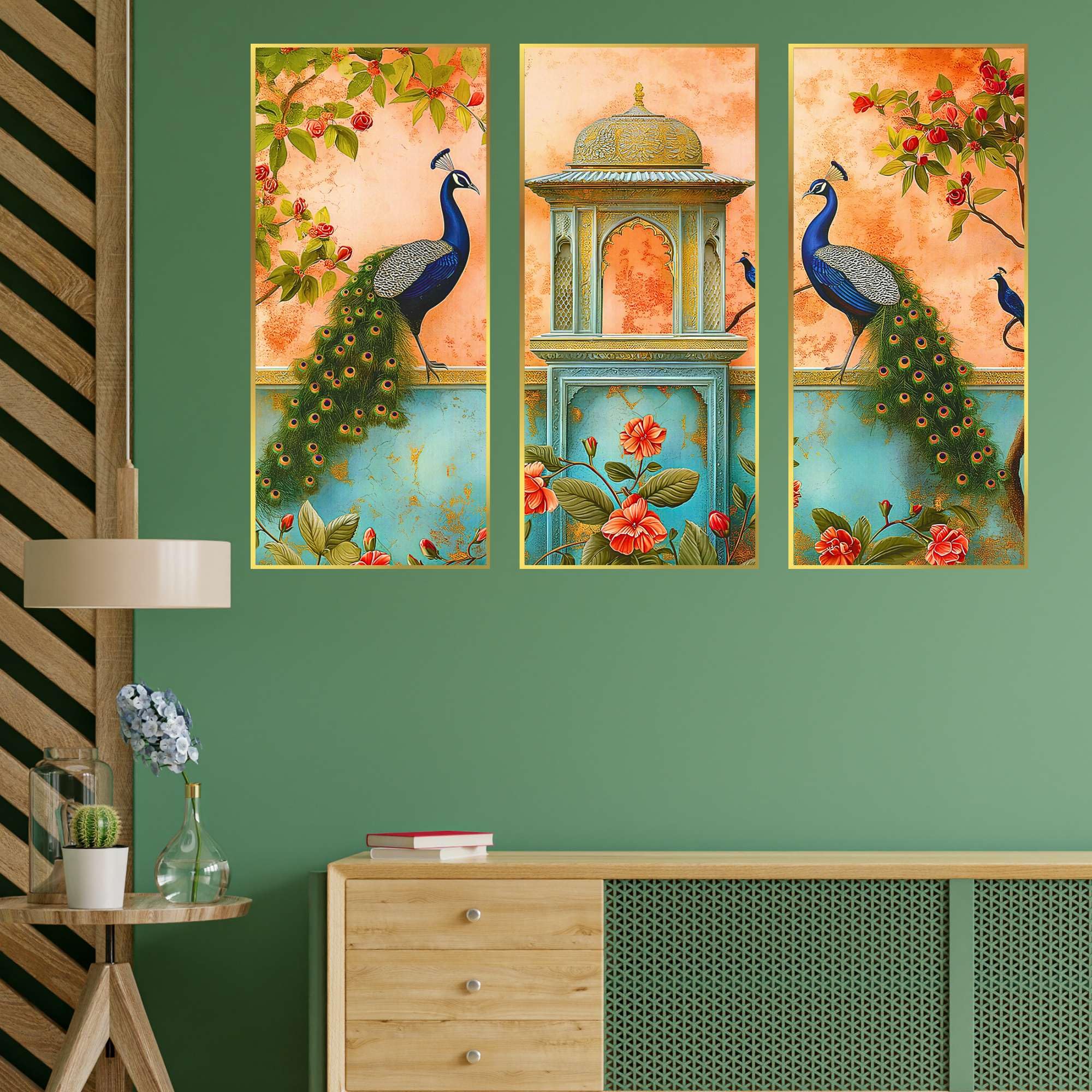 BLACKLUXE LIFESTYLE LTD Set of Three large Wall Paintings for Wall Dacoration Golden Framed Wall Paintings for Living Room & Bedroom Wall Art for Home Decoration & Office Wall Décor - BLACKLUXECRAFTS