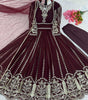 Women's Faux Georgette Embroidered Sequence Work Anarkali Kurti Gown with Net Dupatta (BLACKLUXE CRAFTS) - BLACKLUXECRAFTS