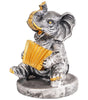 Silver Elephant Musician Figurine – Handcrafted Resin Elephant Statue with Accordion for Lucky Home Décor & Gifts (BLACKLUXE CRAFTS) - BLACKLUXECRAFTS