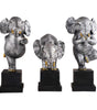 Silver Yoga Elephant Figurine Set – Handcrafted Resin Elephant Statues for Meditation, Luck & Modern Home Décor (Set Of 3) (BLACKLUXE CRAFTS) - BLACKLUXECRAFTS