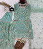 Women's Faux Georgette Embroidered Straight Kurta with Sharara & Dupatta Set (BLACKLUXE CRAFTS) - BLACKLUXECRAFTS