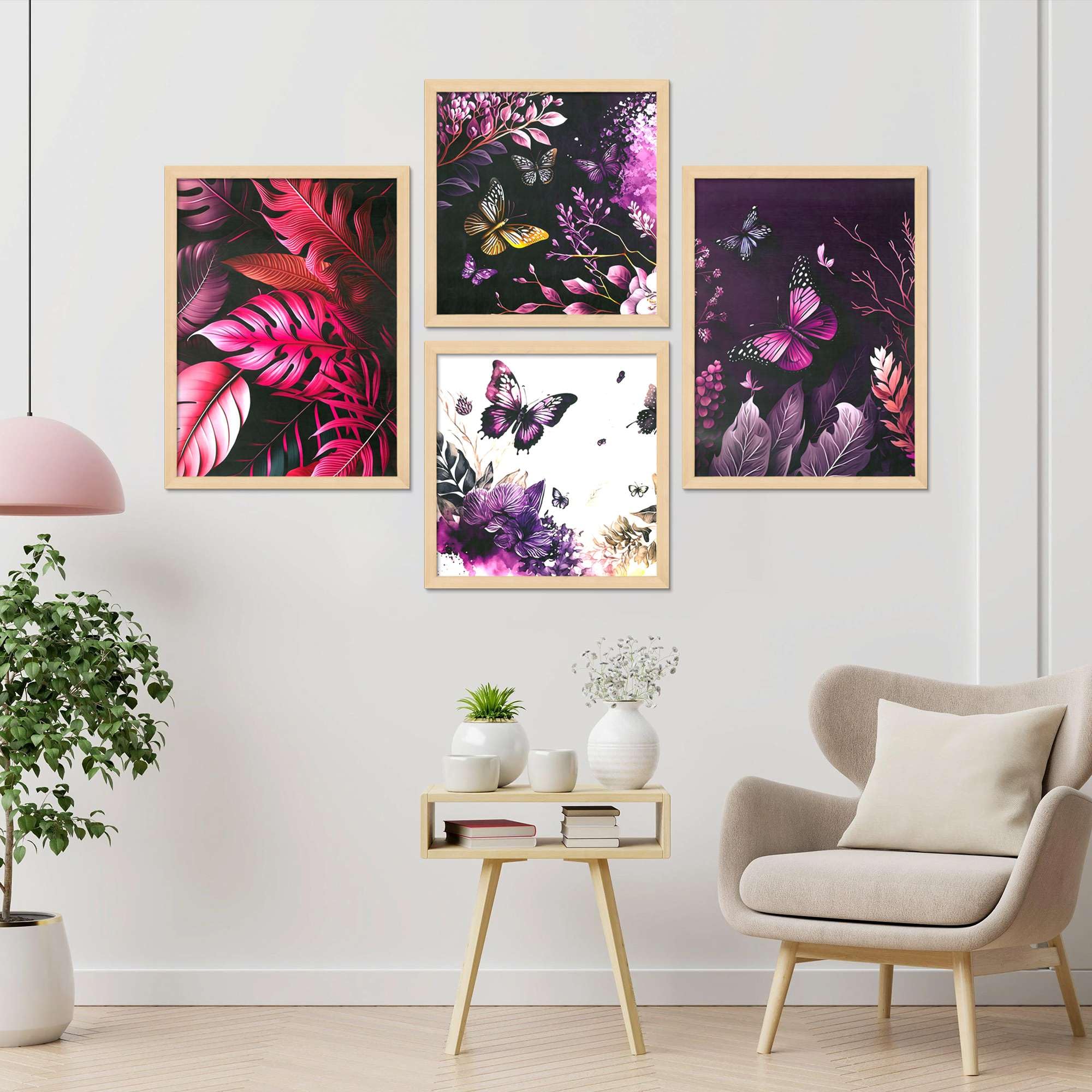 Purple Butterfly & Floral Wall Art Set of 4 | Modern Nature Canvas Prints | Elegant Framed Artwork for Living Room, Bedroom & Home Decor
( 36X24 Inches ) (BLACKLUXE CRAFTS) - BLACKLUXECRAFTS