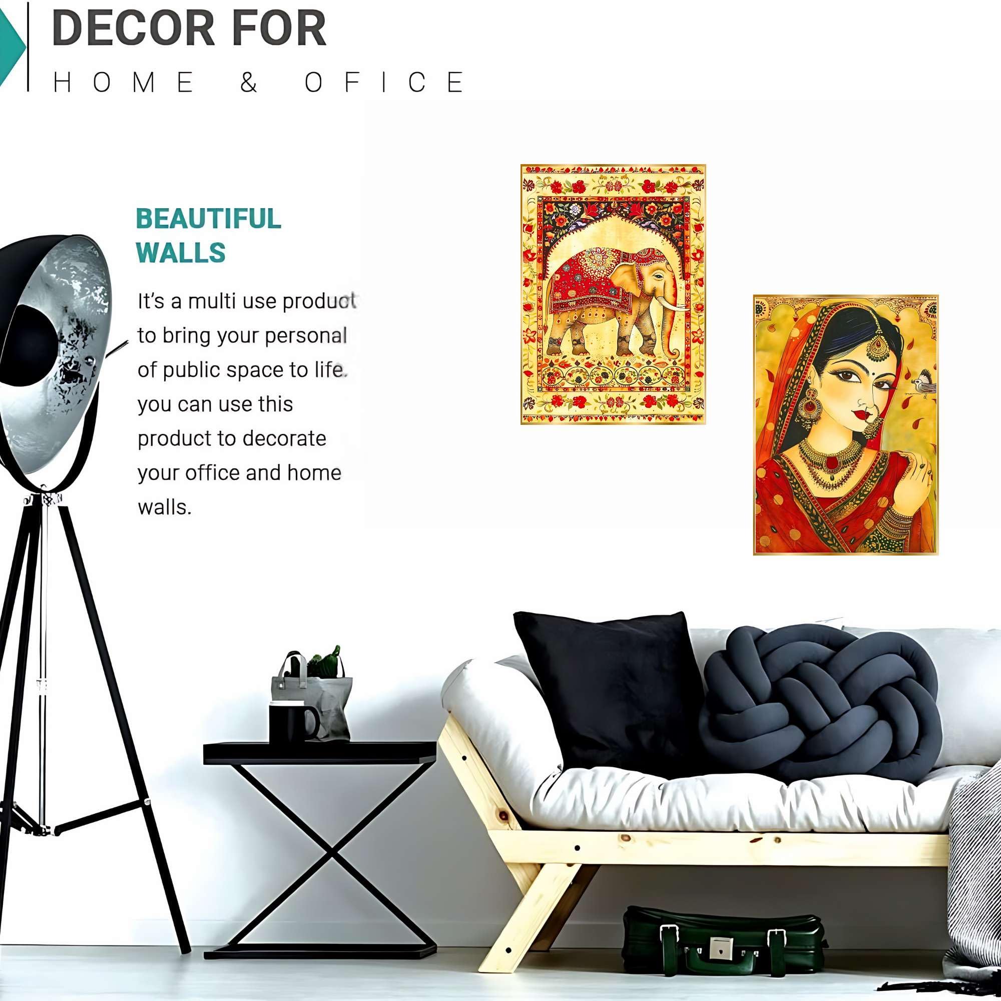 BLACKLUXE LIFESTYLE LTD Set of Two Wall Paintings for Wall Dacoration Golden Framed Wall Paintings for Living Room & Bedroom Wall Art for Home Decoration & Office Wall Décor - BLACKLUXECRAFTS