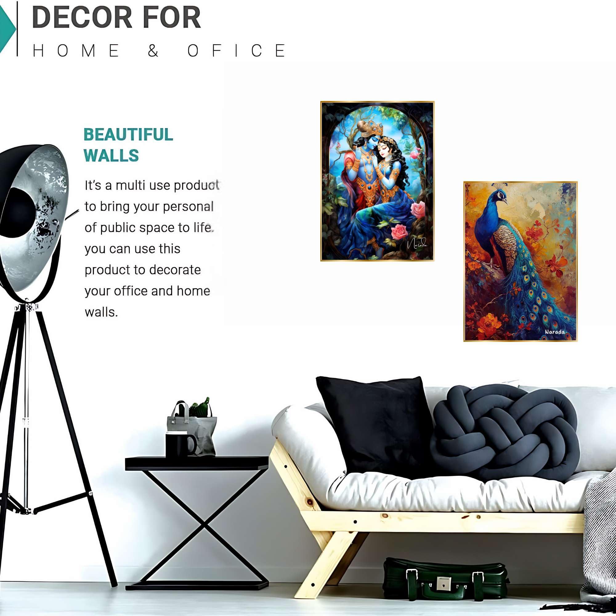BLACKLUXE LIFESTYLE LTD Set of Two Wall Paintings for Wall Dacoration Golden Framed Wall Paintings for Living Room & Bedroom Wall Art for Home Decoration & Office Wall Décor - BLACKLUXECRAFTS