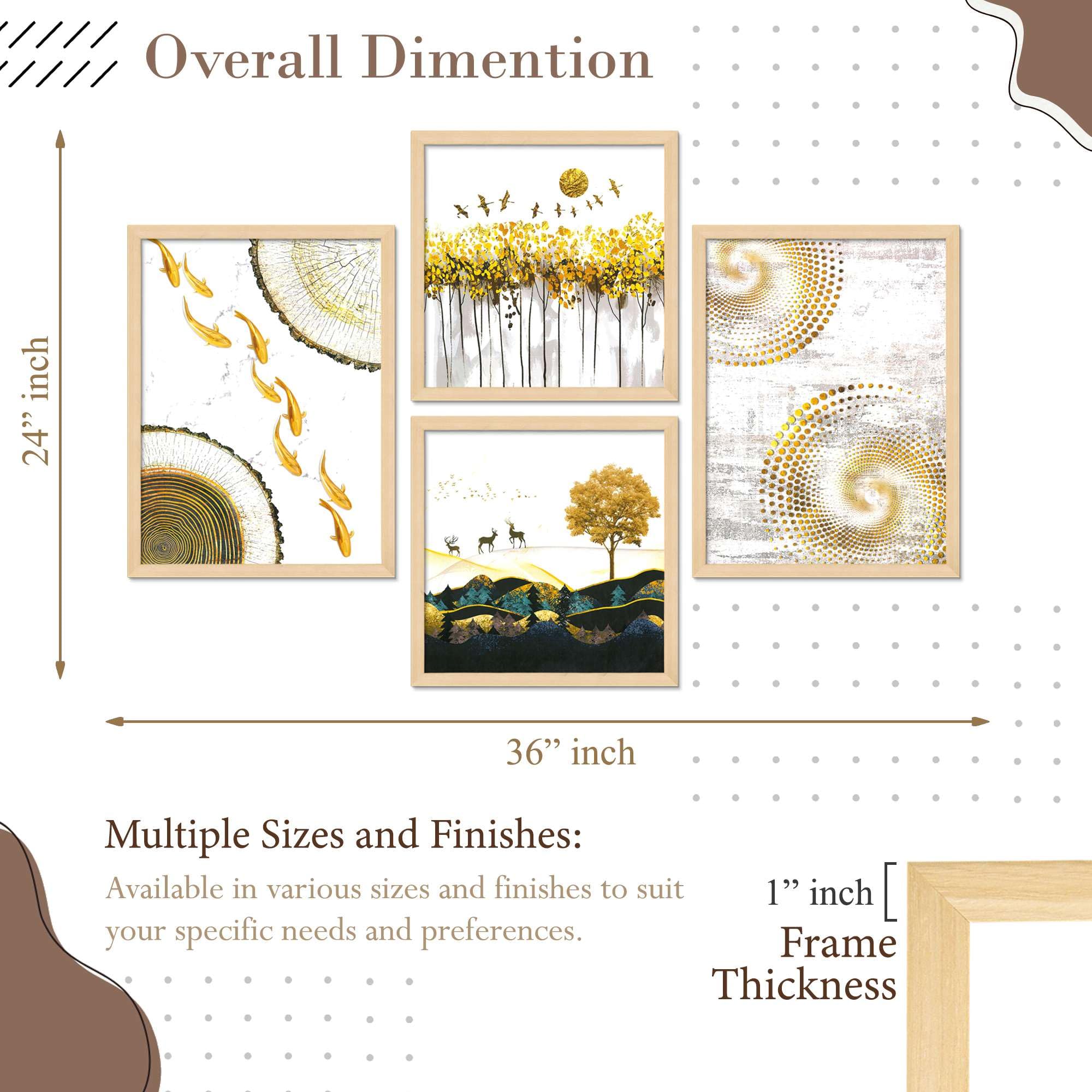 Golden Abstract Wall Art Set of 4 | Modern Luxury Canvas Prints | Framed Decorative Artwork for Living Room, Bedroom & Office Wall Decor
( 36X24 Inches ) (BLACKLUXE CRAFTS) - BLACKLUXECRAFTS