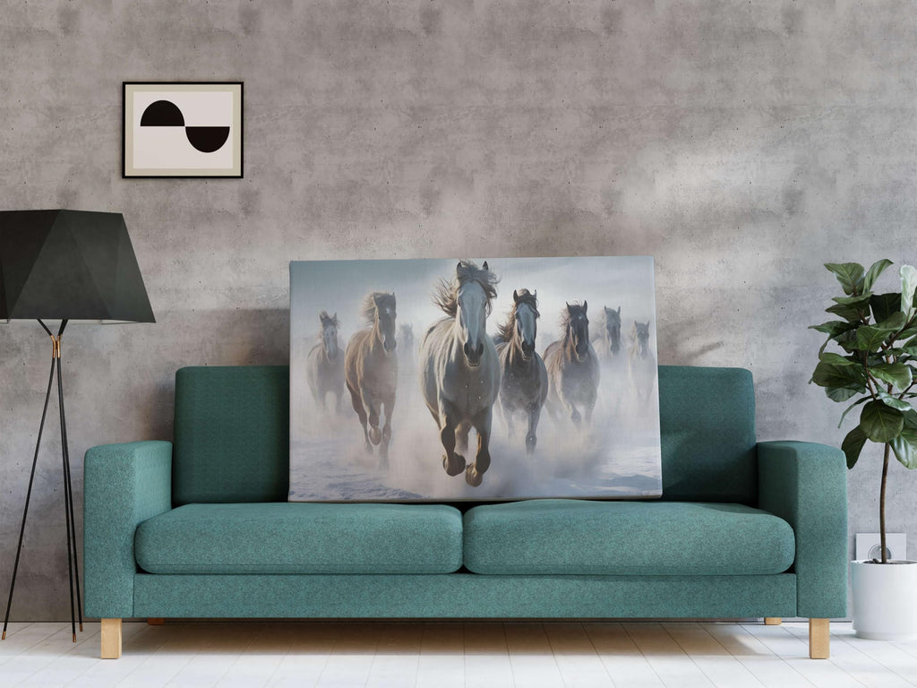 BLACKLUXE LIFESTYLE LTD Seven Horse Painting For Wall Decoration With Frame Canvas Painting For Living Room Bedroom Home Office & Hotels - BLACKLUXECRAFTS