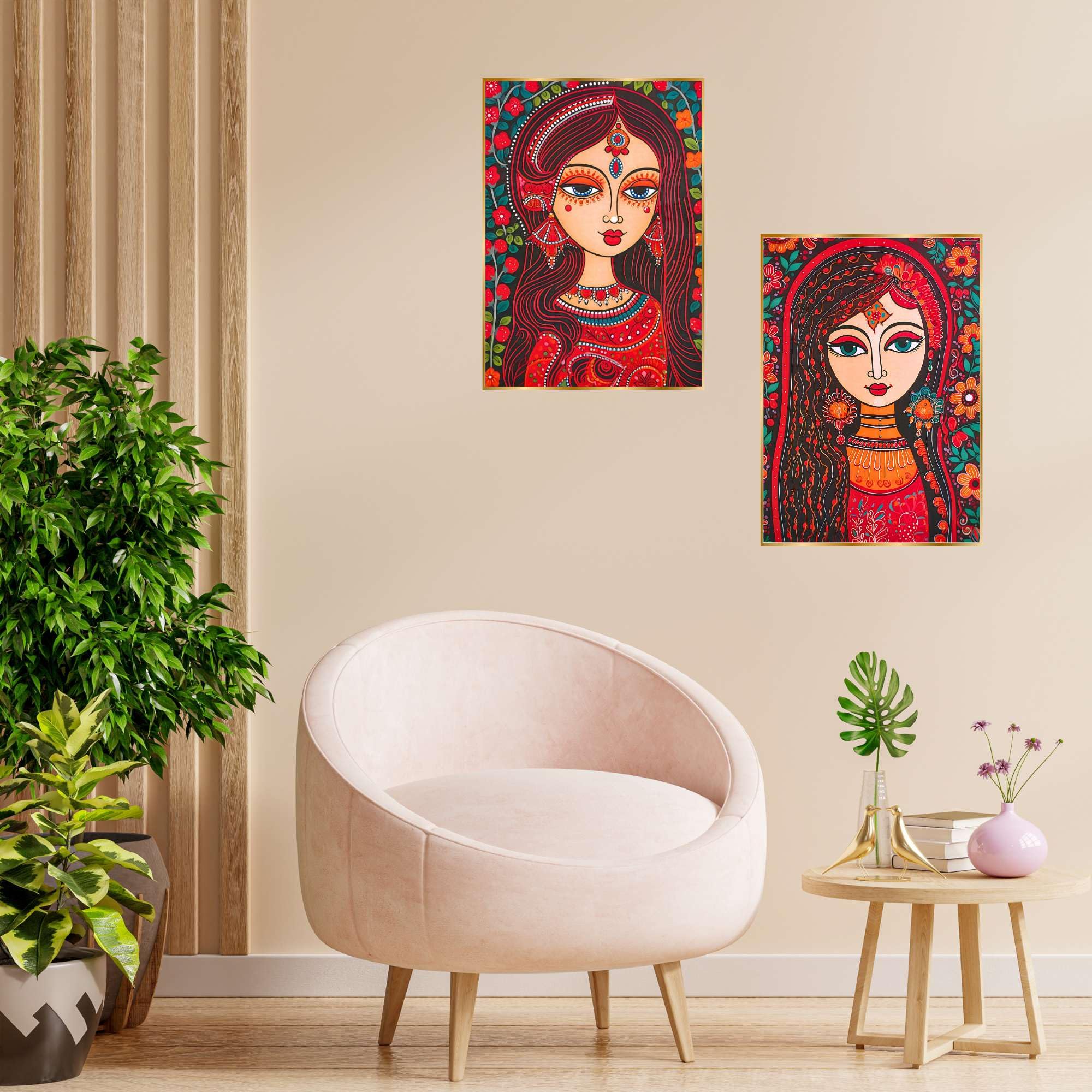 BLACKLUXE LIFESTYLE LTD Set of Two Wall Paintings for Wall Dacoration Golden Framed Wall Paintings for Living Room & Bedroom Wall Art for Home Decoration & Office Wall Décor - BLACKLUXECRAFTS