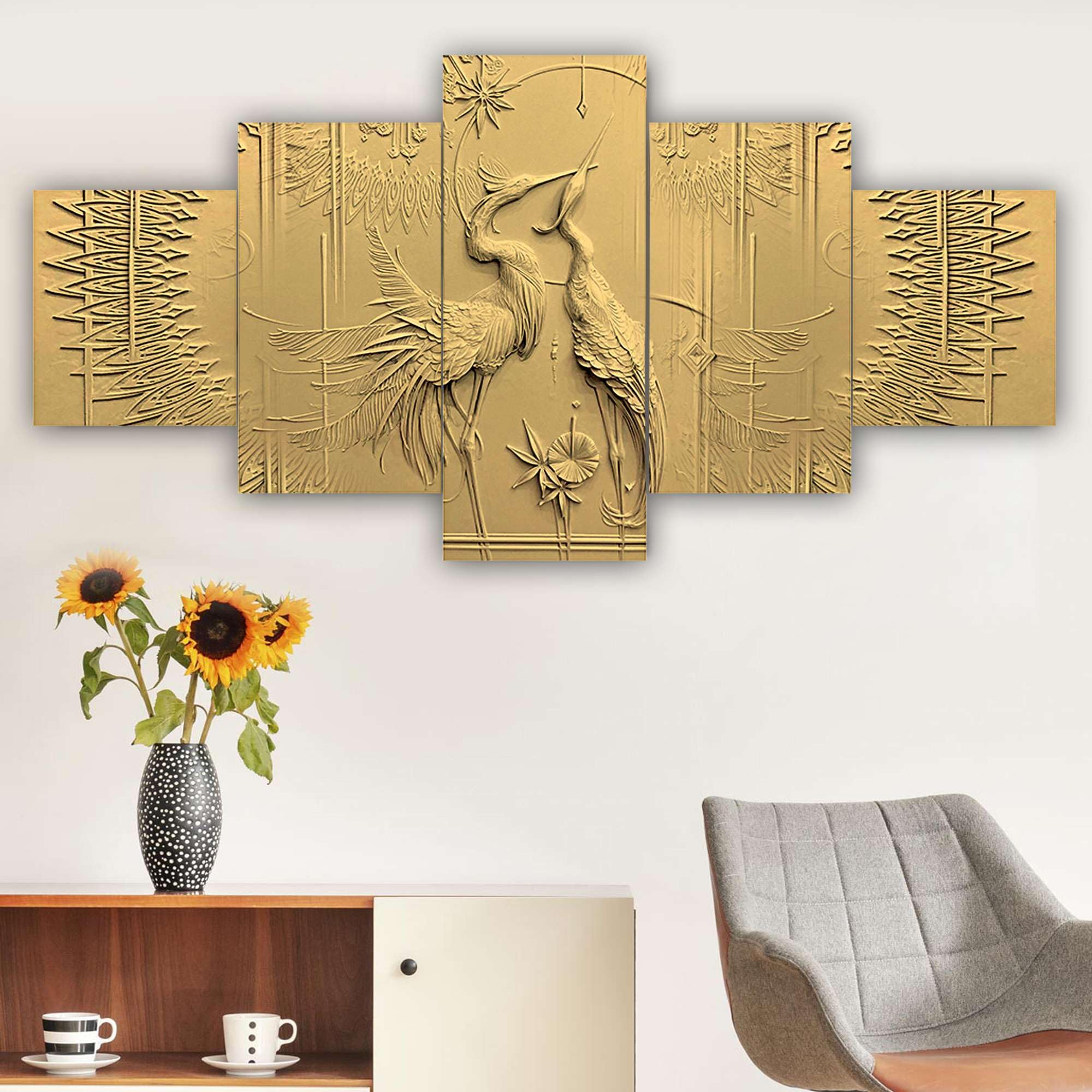 BLACKLUXE LIFESTYLE LTD Set of Five MDF Framed 3D Wall Painting for Home Decoration, Big Size Painting for Living Room, Bedroom (17x30 inches) WE 29 - BLACKLUXECRAFTS