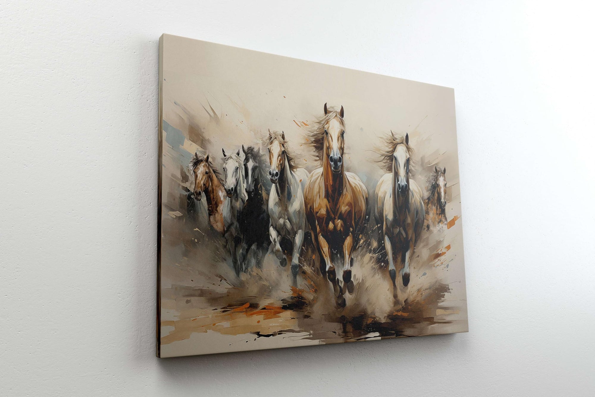 BLACKLUXE LIFESTYLE LTD Seven Horse Painting For Wall Decoration With Frame Canvas Painting For Living Room Bedroom Home Office & Hotels - BLACKLUXECRAFTS