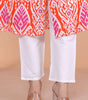 Women's Cotton Printed Mandarin Collar A-Line Kurti with Pant (Orange) (BLACKLUXE CRAFTS) - BLACKLUXECRAFTS