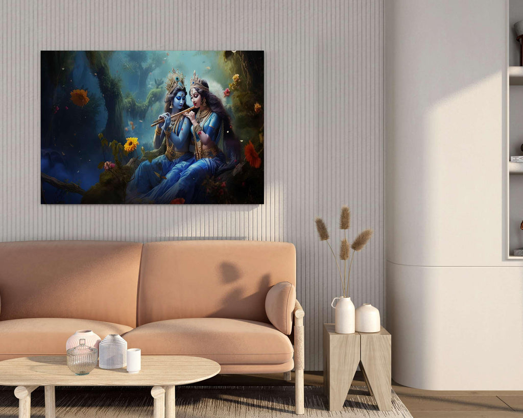 BLACKLUXE LIFESTYLE LTD Radha Krishna Paintings For Wall Decoration With Frame Canvas Painting For Living Room Bedroom Home Office & Hotels - BLACKLUXECRAFTS