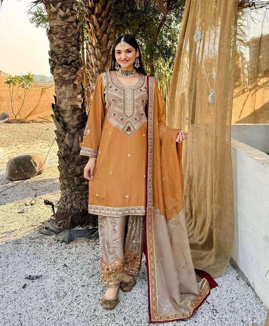 Mustard Embroidered Pakistani Salwar Kameez with Dupatta | Designer Eid & Wedding Wear for Women | Luxury Ethnic Outfit (BLACKLUXE CRAFTS) - BLACKLUXECRAFTS