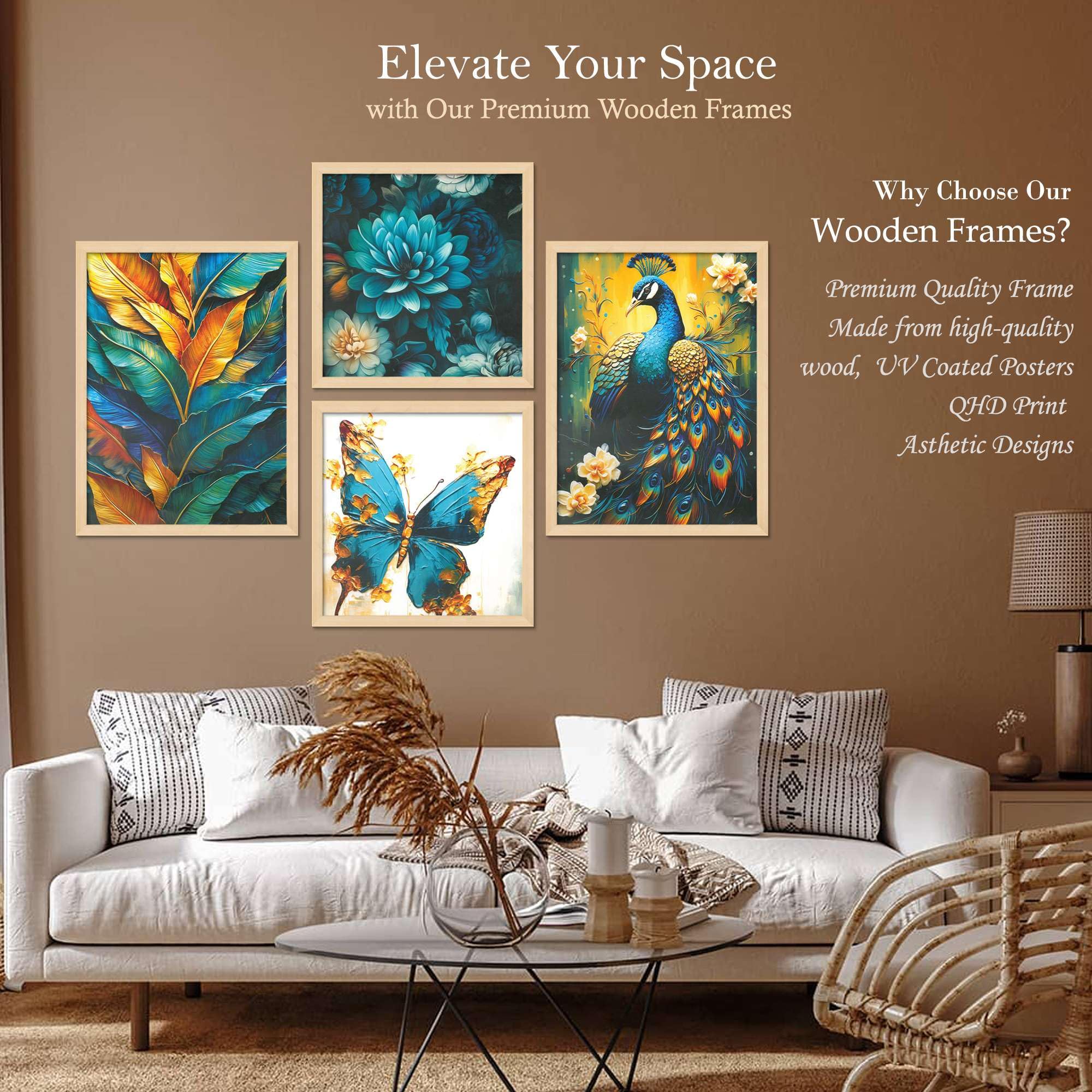 Peacock, Butterfly & Tropical Leaf Wall Art Set – Luxury Teal & Gold Floral Canvas Prints for Living Room, Bedroom & Office | Handmade Décor from India
( 36X24 Inches ) (BLACKLUXE CRAFTS) - BLACKLUXECRAFTS