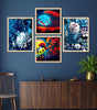 Floral Moonlight Wall Art Set of 4 | Vibrant Red & Blue Flower Canvas Prints | Modern Framed Artwork for Living Room, Bedroom & Office Decor
 ( 36X24 Inches ) (BLACKLUXE CRAFTS) - BLACKLUXECRAFTS