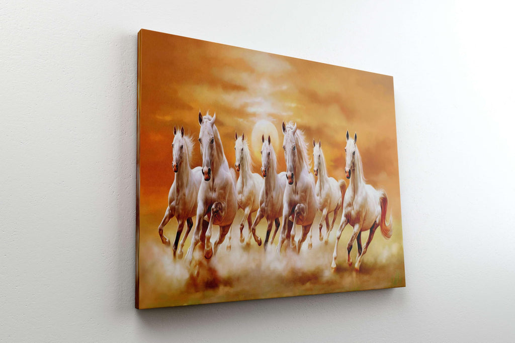 BLACKLUXE LIFESTYLE LTD Seven Horse Painting For Wall Decoration With Frame Canvas Painting For Living Room Bedroom Home Office & Hotels - BLACKLUXECRAFTS