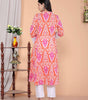 Women's Cotton Printed Mandarin Collar A-Line Kurti with Pant (Orange) (BLACKLUXE CRAFTS) - BLACKLUXECRAFTS