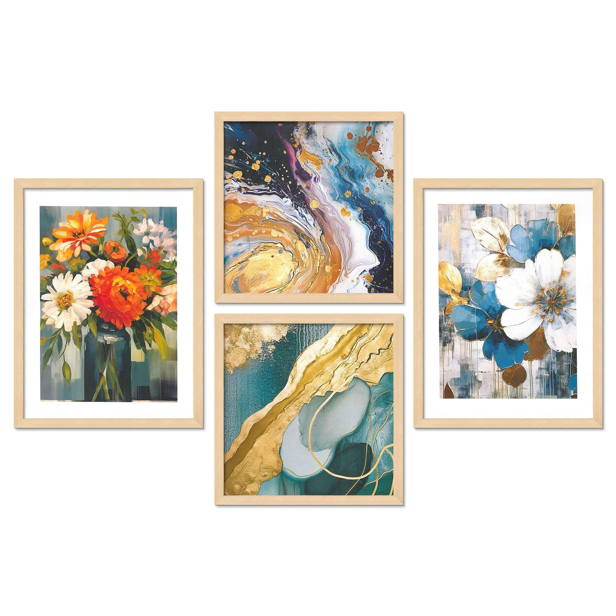 Floral & Abstract Wall Art Prints – Modern Blue Gold Canvas Painting Set for Living Room, Bedroom & Office Décor | Handmade Wall Art from India
( 36X24 Inches ) (BLACKLUXE CRAFTS) - BLACKLUXECRAFTS