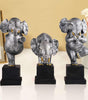 Silver Yoga Elephant Figurine Set – Handcrafted Resin Elephant Statues for Meditation, Luck & Modern Home Décor (Set Of 3) (BLACKLUXE CRAFTS) - BLACKLUXECRAFTS