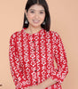Women's Rayon Floral Printed Mandarin Collar A-Line Kurti with Trousers (Red)(BLACKLUXE CRAFTS) - BLACKLUXECRAFTS