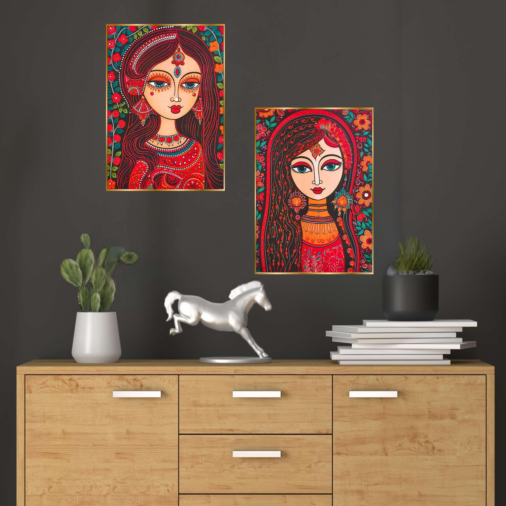 BLACKLUXE LIFESTYLE LTD Set of Two Wall Paintings for Wall Dacoration Golden Framed Wall Paintings for Living Room & Bedroom Wall Art for Home Decoration & Office Wall Décor - BLACKLUXECRAFTS