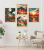 Desert Landscape Wall Art Set – Cactus Sunset & Mountain Canvas Prints | Southwestern Boho Home Décor for Living Room, Bedroom & Office | Handmade in India ( 36X24 Inches ) ( BLACKLUXE CRAFTS) - BLACKLUXECRAFTS