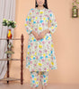 Women's Cotton Floral Printed Mandarin Collar A-Line Kurti with Pant (Cream)(BLACKLUXE CRAFTS) - BLACKLUXECRAFTS