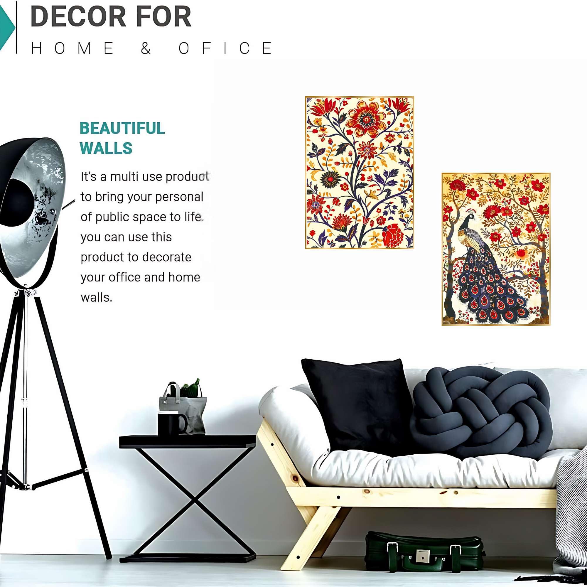BLACKLUXE LIFESTYLE LTD Set of Two Wall Paintings for Wall Dacoration Golden Framed Wall Paintings for Living Room & Bedroom Wall Art for Home Decoration & Office Wall Décor - BLACKLUXECRAFTS