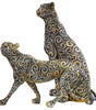 Handmade Colorful Leopard Figurines Set – Artistic Resin Cheetah Statues with Intricate Carved Patterns for Modern Home Décor Set Of Two (BLACKLUXE CRAFTS) - BLACKLUXECRAFTS