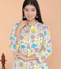 Women's Cotton Floral Printed Mandarin Collar A-Line Kurti with Pant (Cream)(BLACKLUXE CRAFTS) - BLACKLUXECRAFTS
