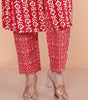 Women's Rayon Floral Printed Mandarin Collar A-Line Kurti with Trousers (Red)(BLACKLUXE CRAFTS) - BLACKLUXECRAFTS